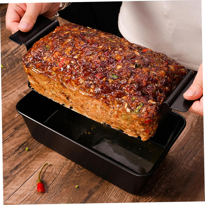 Hackbratenpfanne mit Abtropfschale, antihaftbeschichtete Hackbratenpfanne aus Karbonstahl mit Abtrop