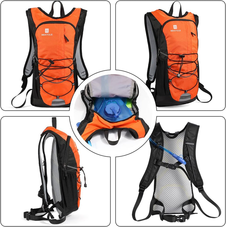 BBAIYULE® Trinkrucksack mit Trinkblase 2L, BPA-Frei| Fahrradrucksack mit Reflektoren | Rucksack mit