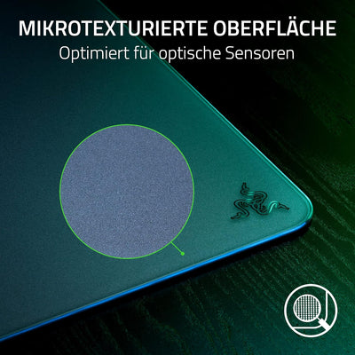 Razer Atlas - Glasmausmatte (Premium gehärtetes Glas, Ultra-Glatte Oberfläche, Mikrogeätzte Oberfläc