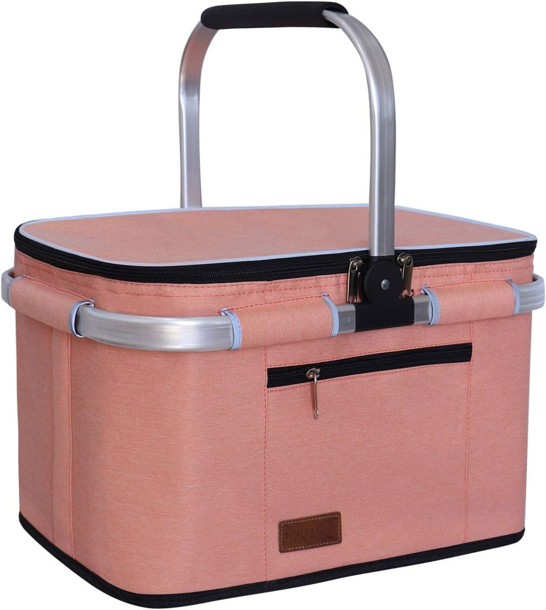 LIQINGG 35L Kühltasche Einkaufskorb Grosse isolierte Kühlkorb Lunchtasche Thermotasche für Büro Camp