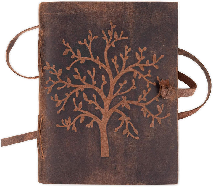 Leder Notizbuch Tree of Life | 240 Seiten aus blanko säurefreiem Baumwollpapier | 18x13cm Handgemach