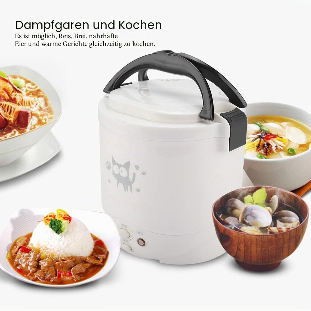 1L Mini-Reiskocher, 12 V Elektrische Lunchbox Tragbarer Reise-Reiskocher für das Auto Multifunktiona