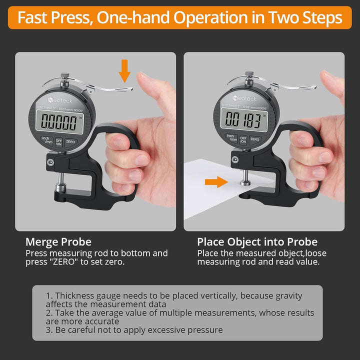 Neoteck Tragbarer Digitaler Dickenmessstreifen 0-12,7 mm Messbereich 0,001/0,00005 '' elektronischer