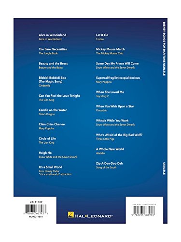 Disney Songs for Baritone Ukulele: 20 Favorite Songs, Taschenbuch
