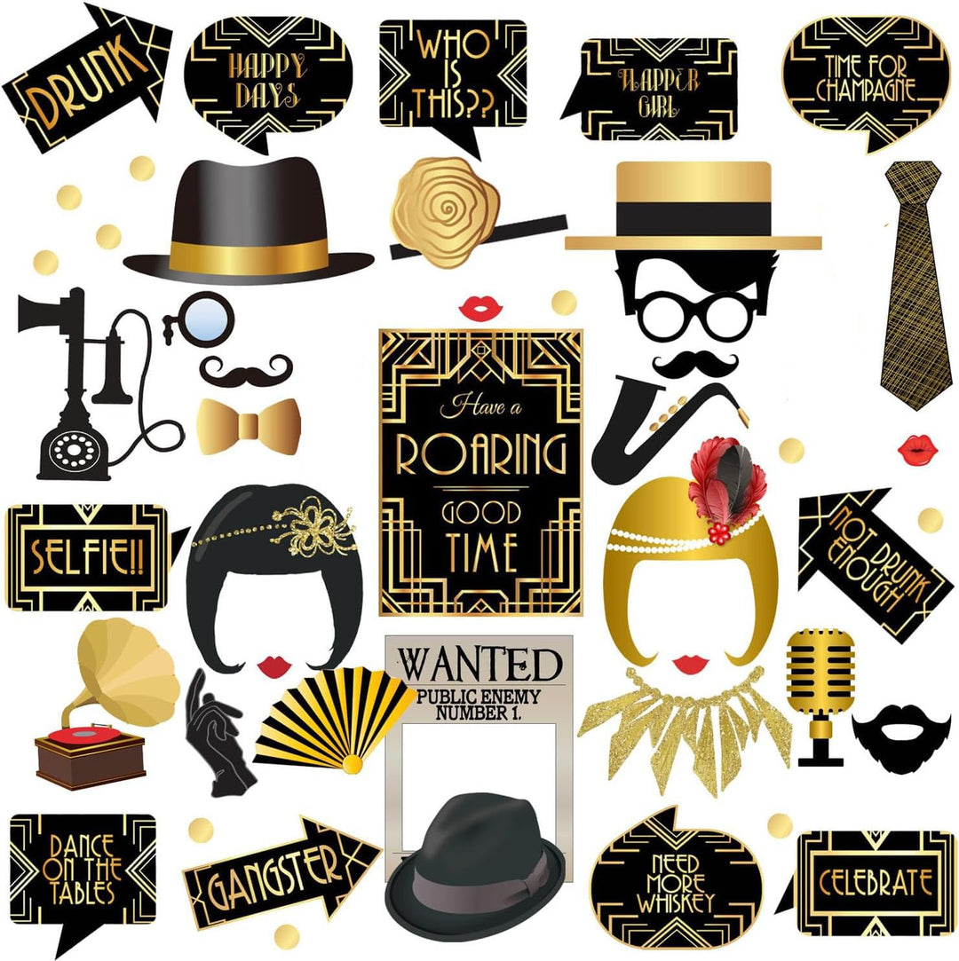 42 stück 20er Jahre Foto Booth, 1920er Jahre Gatsby Photo Booth Requisiten für Geburtstag Hochzeit P
