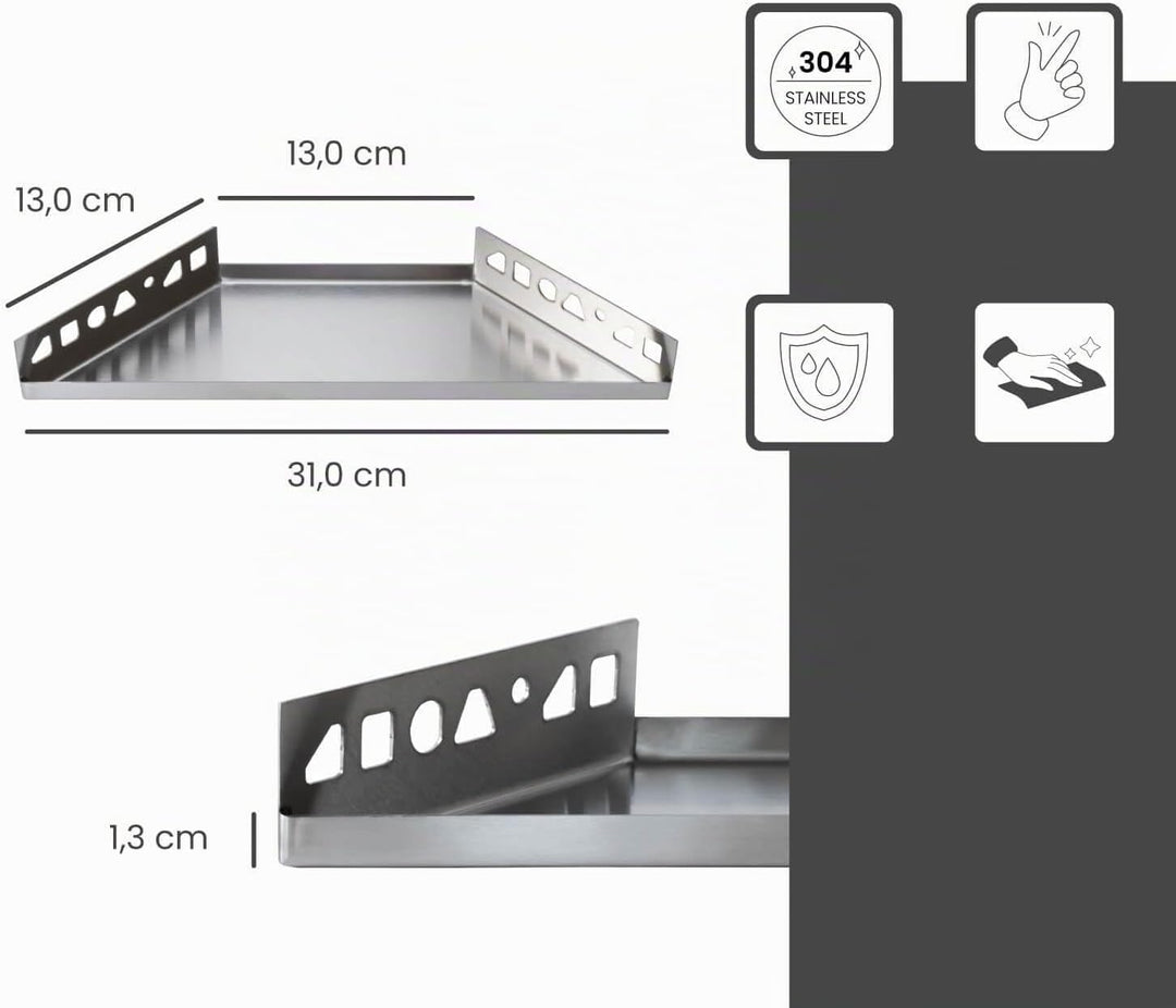 Dalsys Befliesbare Duschablage Ecke 310mm x 130mm Silber Ablage zum Einfliesen, Edelstahl korrosions