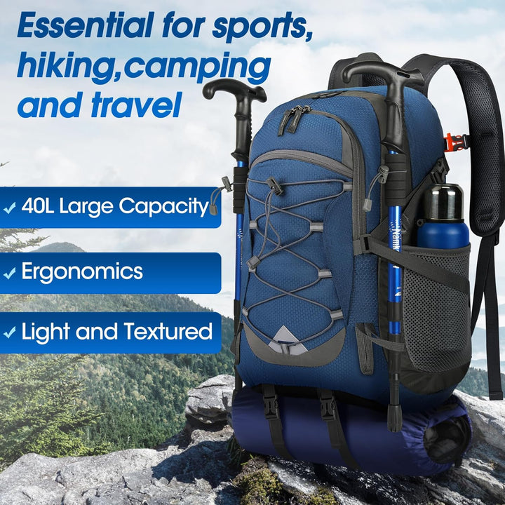 IGOLUMON Wanderrucksack Herren Damen 40L Wasserdichter Rucksack Leicht Faltbarer Reiserucksack Trekk