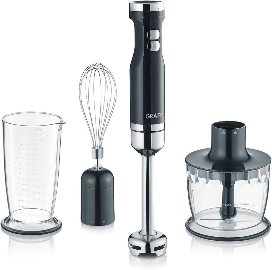 Graef HB502EU Stabmixer 800W Schneebesenaufsatz, Turbofunktion Schwarz