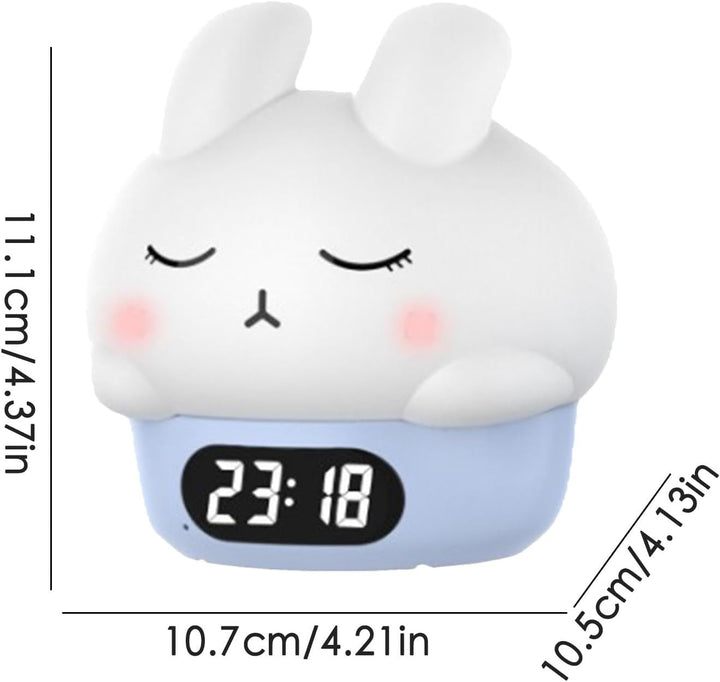 Bunny Alarm Clock, Rabbit Night Light, Sleep Training Alarm, Silicone Pat Light, Kids Wake Up Lamp,