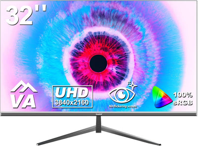 Gawfolk PC Monitor 32 Zoll UHD 4K 60Hz, Ultraklar (3840×2160p) Computer Bildschirm mit FreeSync, HDM