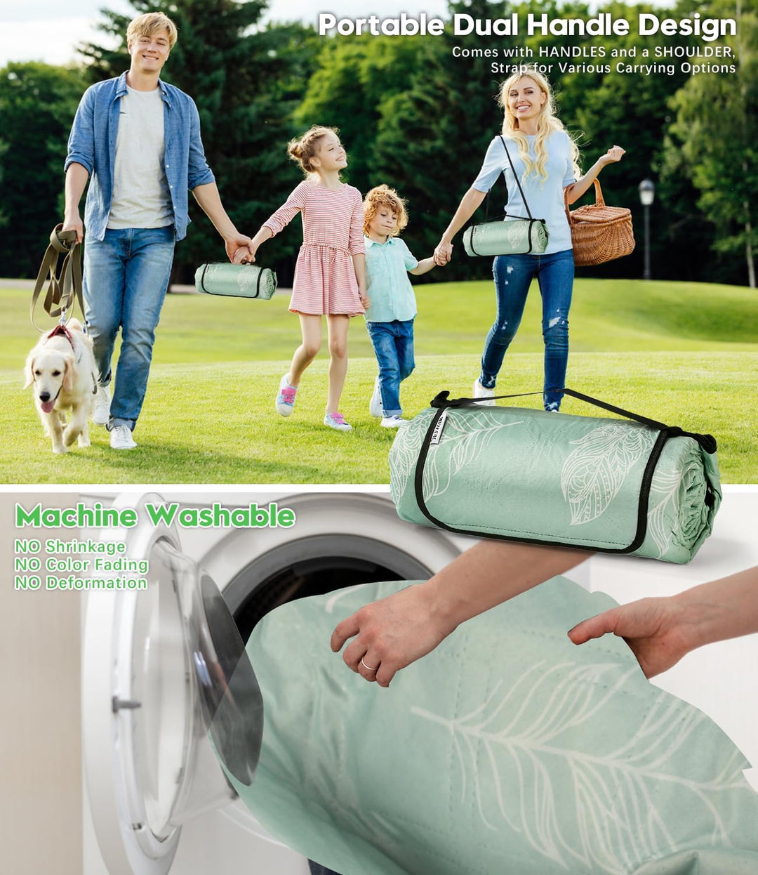 Picknickdecke wasserdicht waschbar, Stranddecke Sandfrei XXL Campingdecke Strandmatte isoliert mit w