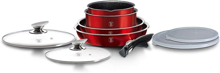 BerlingerHaus Metallic Line- Burgundy Edition 9 Stück Kochgeschirr Set, Burgundy Metallic Line BH/61
