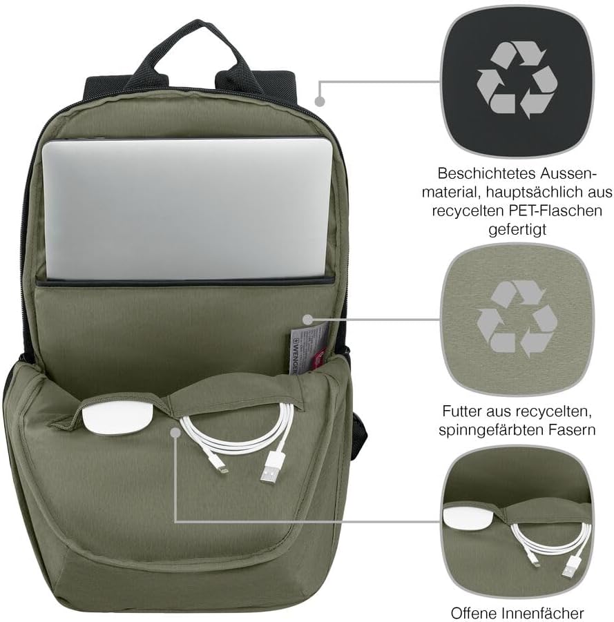 WENGER UrbanOne Light Backpack, Laptop-Rucksack, Notebook bis 14 Zoll, 15 l, Leicht, Damen/Herren, B