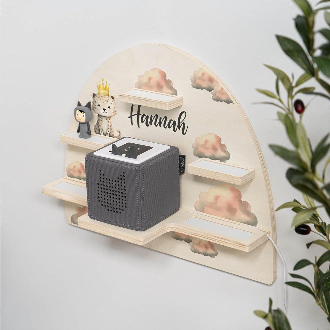 Geschenkfreude Personalisiertes Toniebox Regal für Kinderzimmer - Kinder Wandregal für Tonie Hörfigu