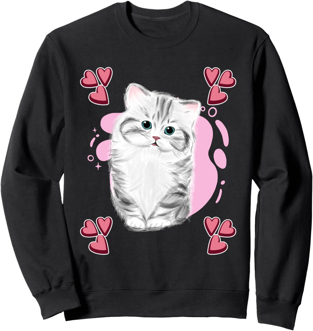 Damen Katzen Zeichnung Mädchen Katzen Sweatshirt