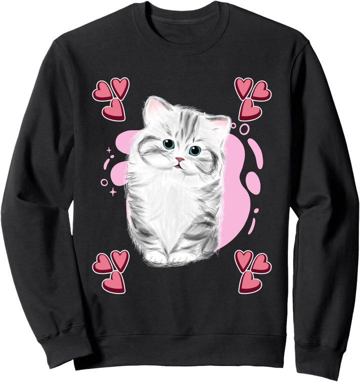 Damen Katzen Zeichnung Mädchen Katzen Sweatshirt