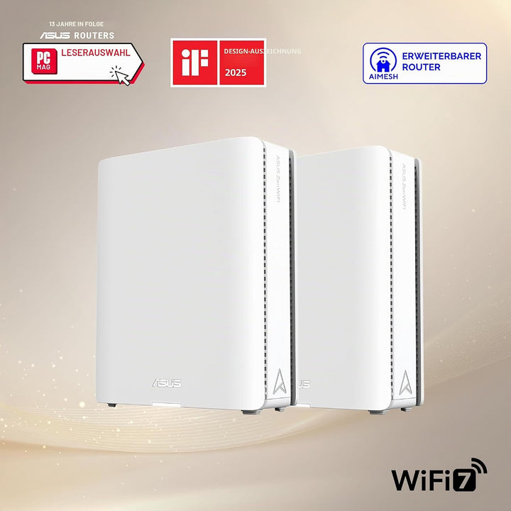 ASUS ZenWiFi BQ16 2er Set BE2500 Quad Band WiFi7 Mesh Router (bis zu 740qm Abdeckung, 2X 10G Ports,
