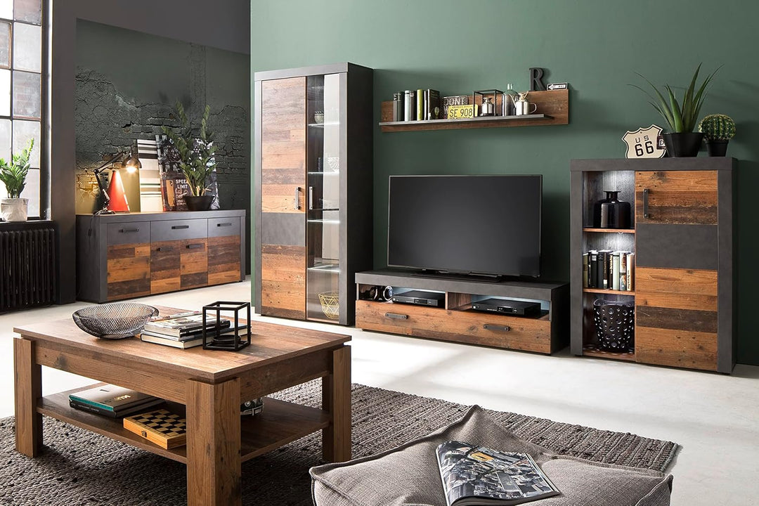 trendteam smart living - Indy - Couchtisch - Alteiche - Sofatisch mit zusätzlicher grosser Ablageflä