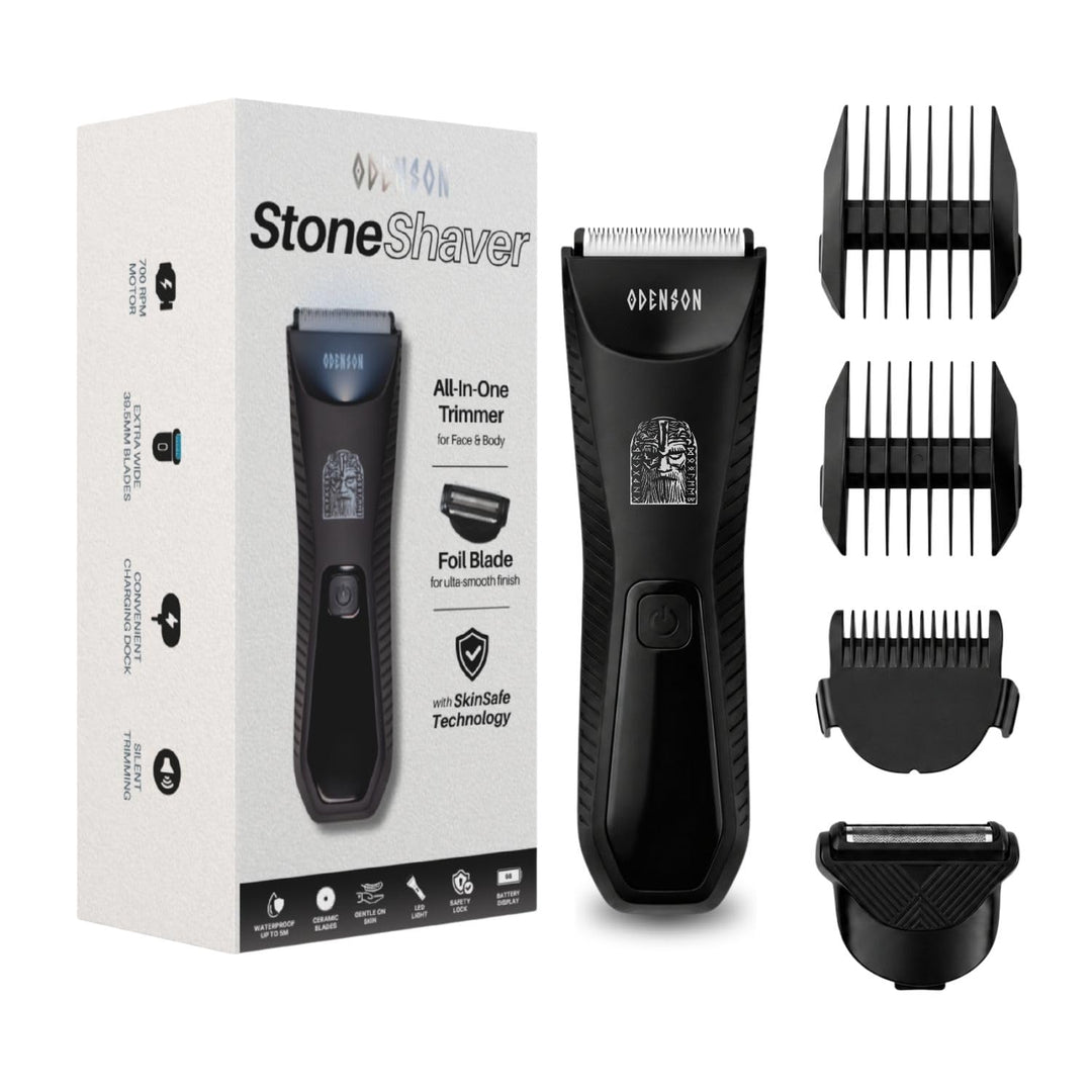 Odenson Stone Shaver Bart- und Körperrasierer für Herren, kabellos, wasserdicht, Haarschneider und T