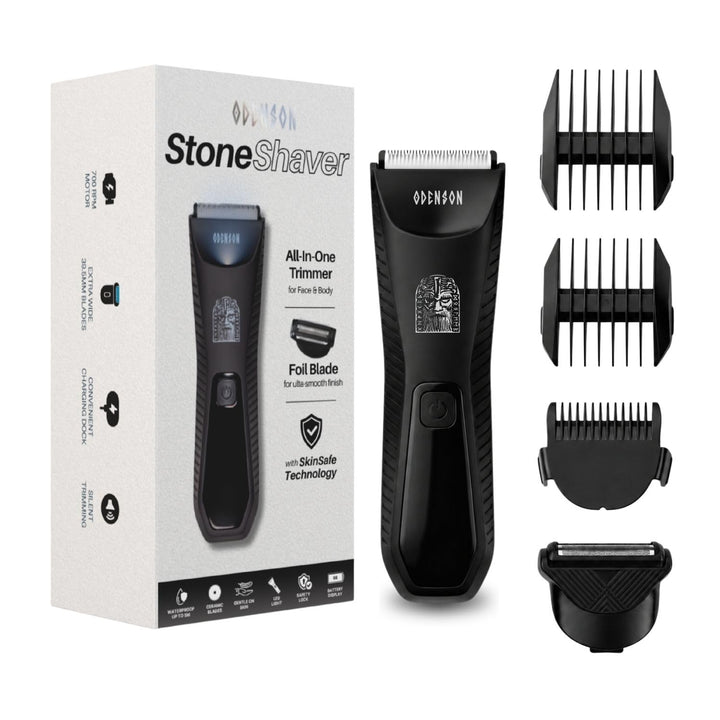 Odenson Stone Shaver Bart- und Körperrasierer für Herren, kabellos, wasserdicht, Haarschneider und T