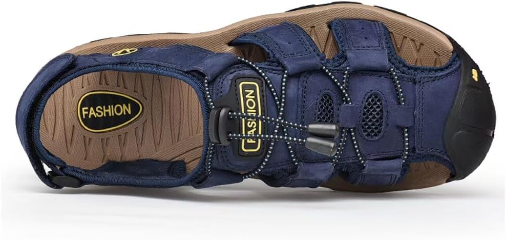 ZYLDK Sandalen Herren Leder Strand Wandersandale Trekkingsandalen Outdoorschuhe Sommer Freizeitschuh