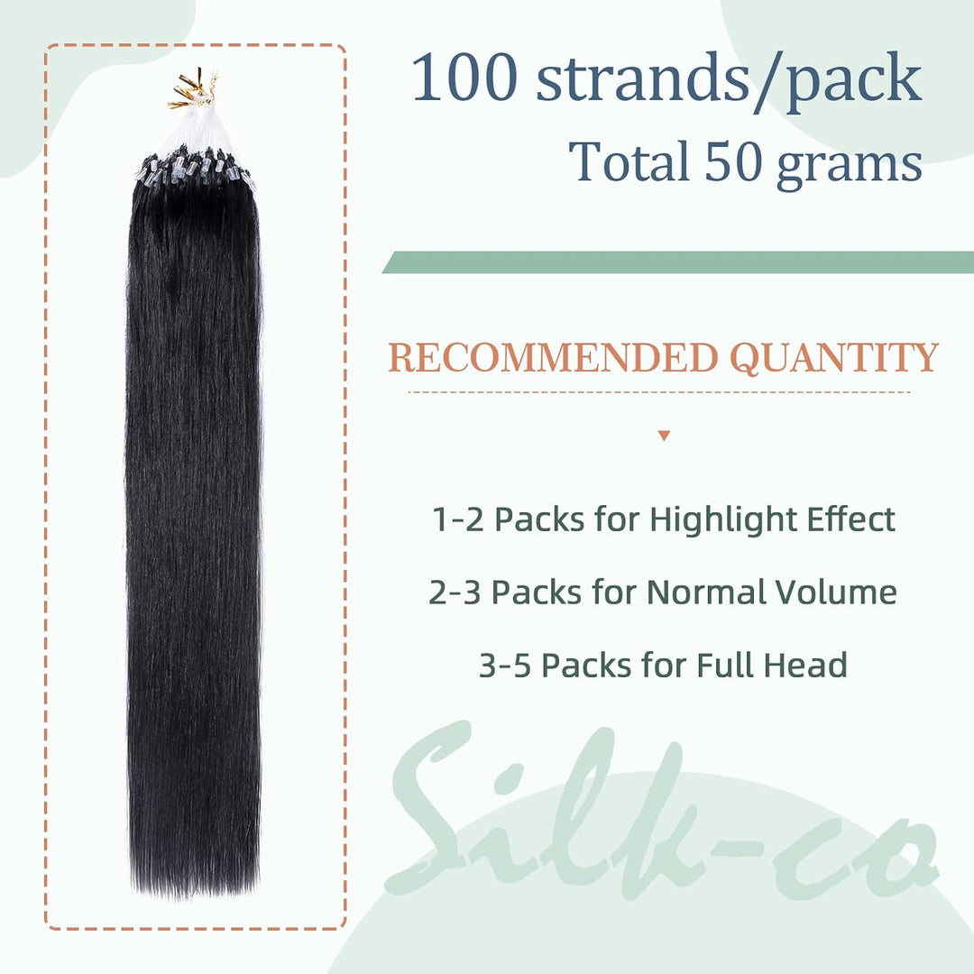 Silk-co Micro Loop Extensions Echthaar 0,5g Micro Ring Haar Extensions Weich Glatt Haarverlängerung