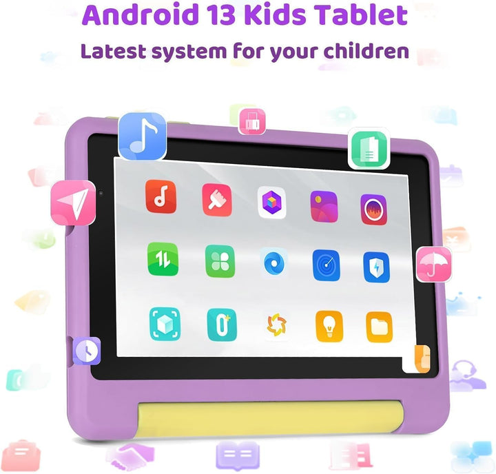 7 Zoll Kinder Tablet mit Hülle, Android Tablet für Kinder, 8GB+64GB(128GB TF Expand), 1024x600 HD Di
