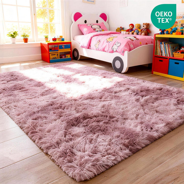 MARATIP Plüsch Teppich,Flauschiger Teppich Rund,grosse Grösse modernes Wohnzimmer,Kinder Mädchen,wei