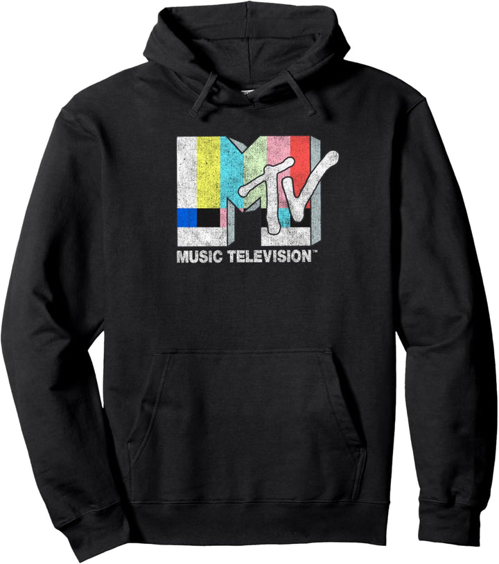 MTV Music Television Pastel Glitch Screen MTV Logo Pullover Hoodie