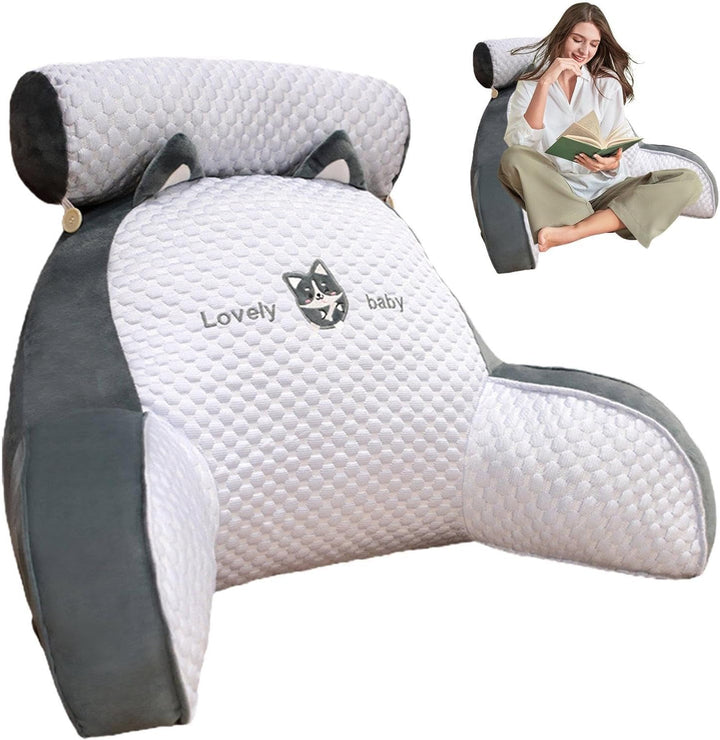 Lesekissen Bettauflage Kissen Mit Abnehmbarer Nackenrolle &amp; Stützarm Zum Sitzen In Bett Couch Oder B
