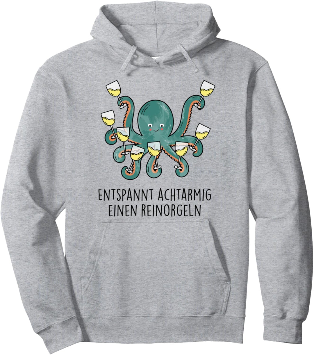 Entspannt achtarmig einen reinorgeln 2. Tintenfisch Wein Fun Pullover Hoodie
