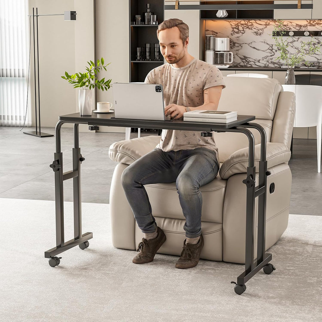 Beistelltisch für Sessel, höhen- und längenverstellbarer Betttisch mit Rollen, robuster Laptopstände
