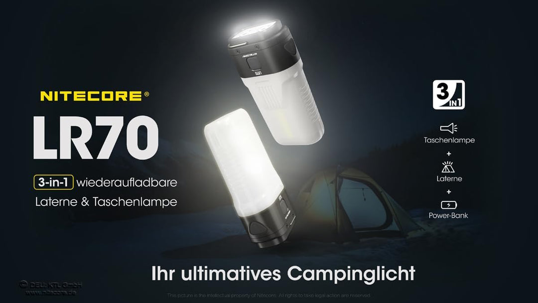 Nitecore LR70 - Nitecore LR70 - 3000 Lumen, Powerbank, Laterne