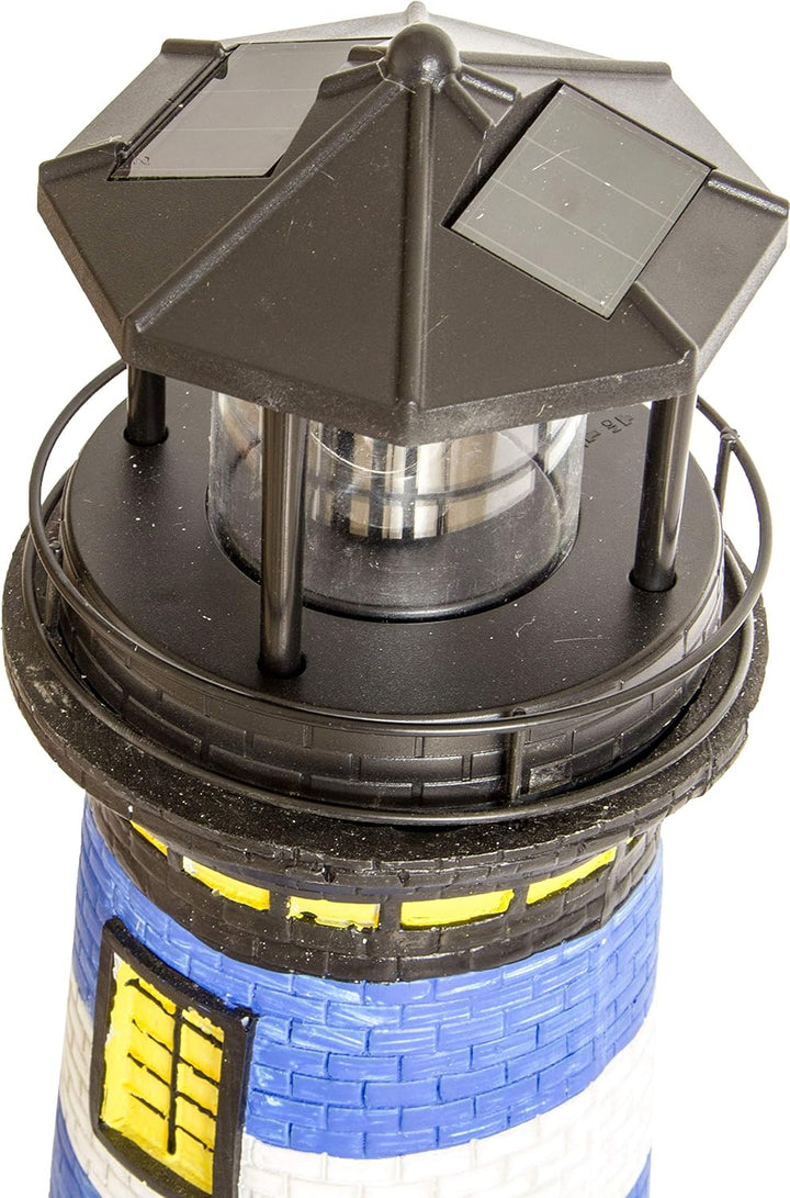 NATIV LED Solar-Leuchtturm mit rotierender Leuchte, handgefertiger Dekoturm für den Aussenbereich, 3