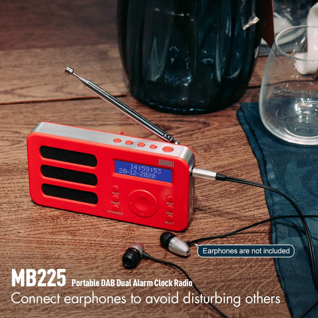 August MB225 - Tragbares Radio mit DAB+ / DAB/FM RDS-Funktion 40 Presets digitaler Radiowecker Stere