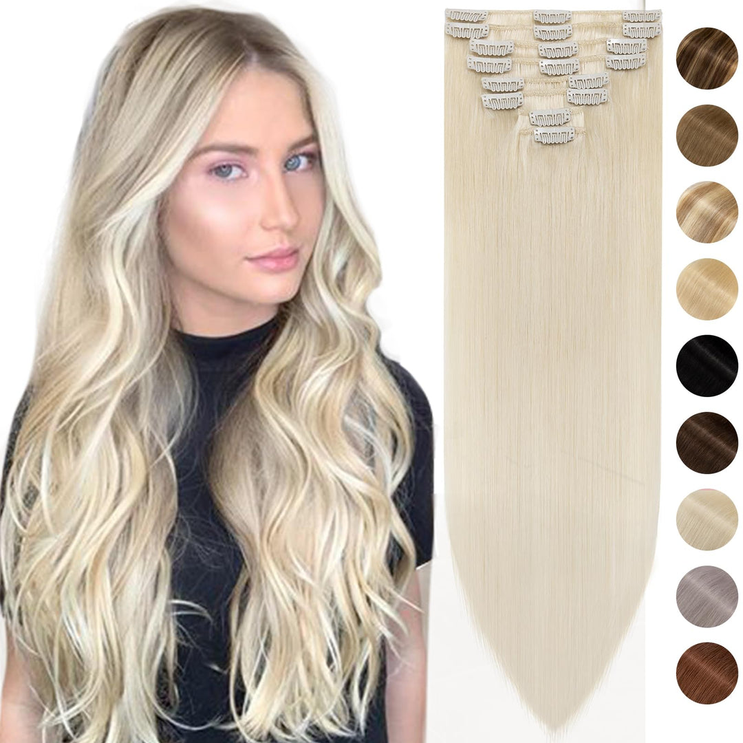 Silk-co Echthaar Clip In Extensions 8 Tressen 18 Clips 45g, Blonde Hair Extensions, Remy Echthaar Cl