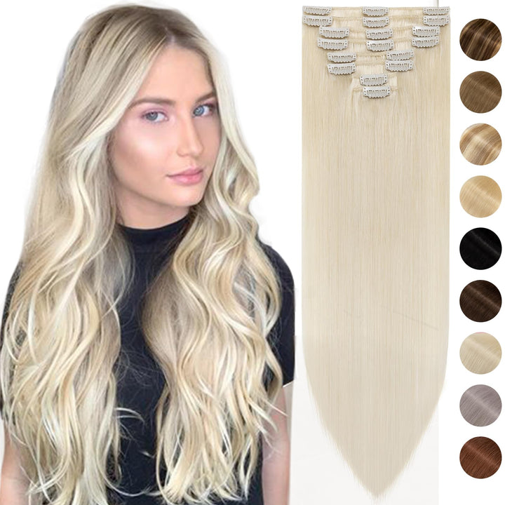 Silk-co Echthaar Clip In Extensions 8 Tressen 18 Clips 45g, Blonde Hair Extensions, Remy Echthaar Cl