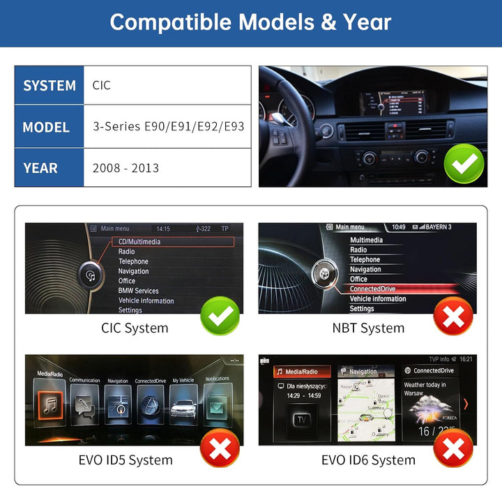 Road Top 12,3 Zoll Ultraschmaler Autoradio Carplay für BMW 3er CIC | für BMW 3er E90/E91/E92/E93 200