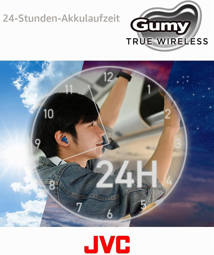 JVC HA-Z77T-B Gumy True Wireless Kopfhörer mit weichen Elastomer Ohrstöpseln, 3 Sound-Modi, Bluetoot