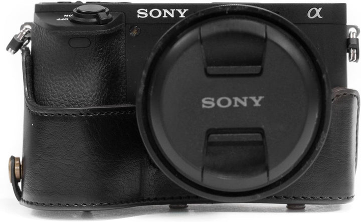 MegaGear MG1484 Sony Alpha A6500 (16-70, 18-135 mm) Ever Ready Leder Kamera-Case mit Trageriemen - S