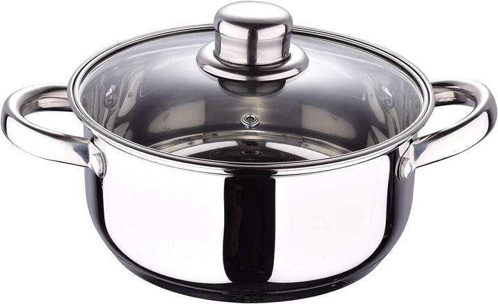 SAN IGNACIO Topfset, 5-teilig, Edelstahl, Ø 16 x 7,5 cm, Stielkasserolle Ø 18 x 8,5 und Ø 20 x 9,5 c