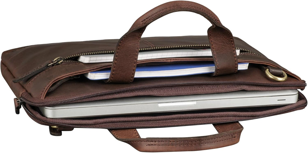 STILORD Ross Vintage Laptoptasche 13,3 Zoll - 14 Zoll Leder Laptophülle Herren Schmal Dokumententasc