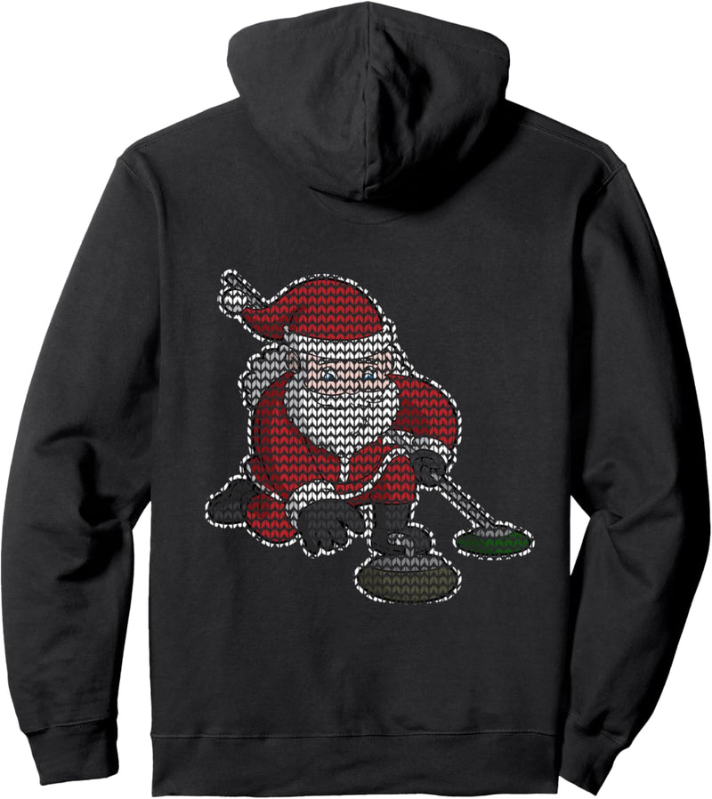 Curling Santa Ugly Christmas Pattern Winter Sports Gift Pullover Hoodie