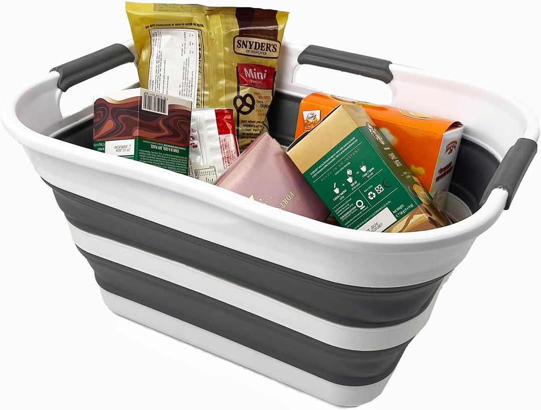 SAMMART 2er-Set zusammenklappbarer Wäschekorb/Organizer aus Kunststoff – Waschwanne – faltbarer Pop-