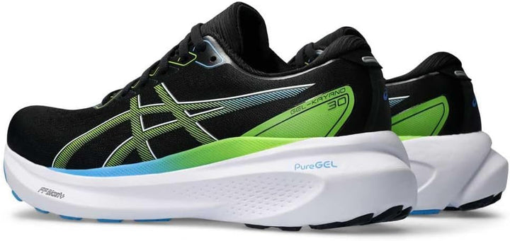 ASICS Kayano 30 Man Running Shoes Blue White 42 EU Black Electric Lime, 42 EU Black Electric Lime