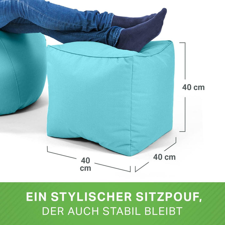 Green Bean Sitzsack-Hocker 40x40x40cm mit EPS-Perlen Füllung - Fusshocker Fusskissen Sitz-Pouf für S