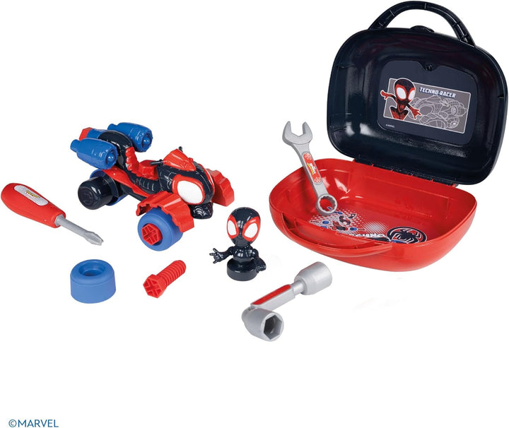Smoby - Spidey Spin Box – Werkzeugkoffer Miles Morales – Spielzeug zum Basteln für Kinder – 360928