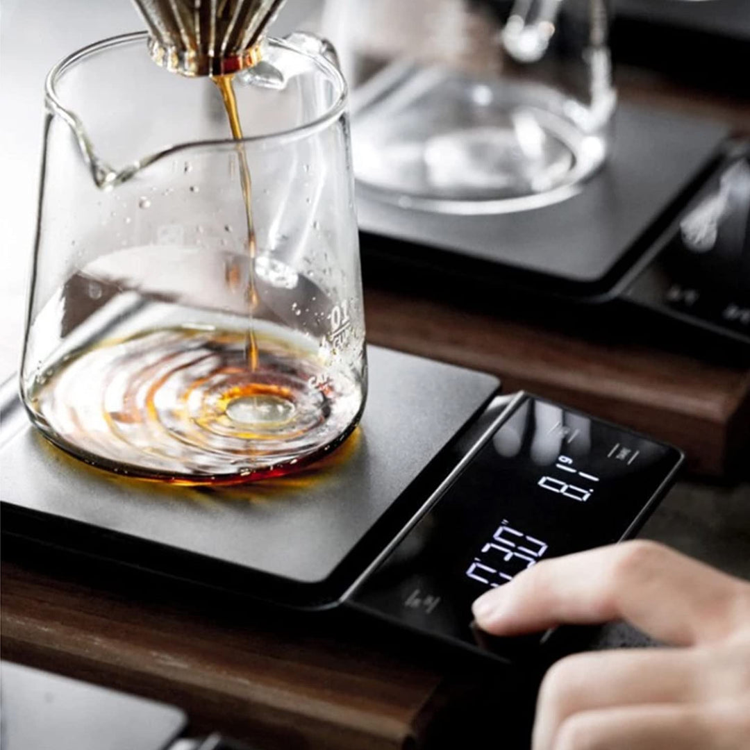 Nilpferd Digitale Kaffeewaage mit Timer, hohe Präzision 0,1g/3 kg, Espressowaage mit LED-Touchscreen