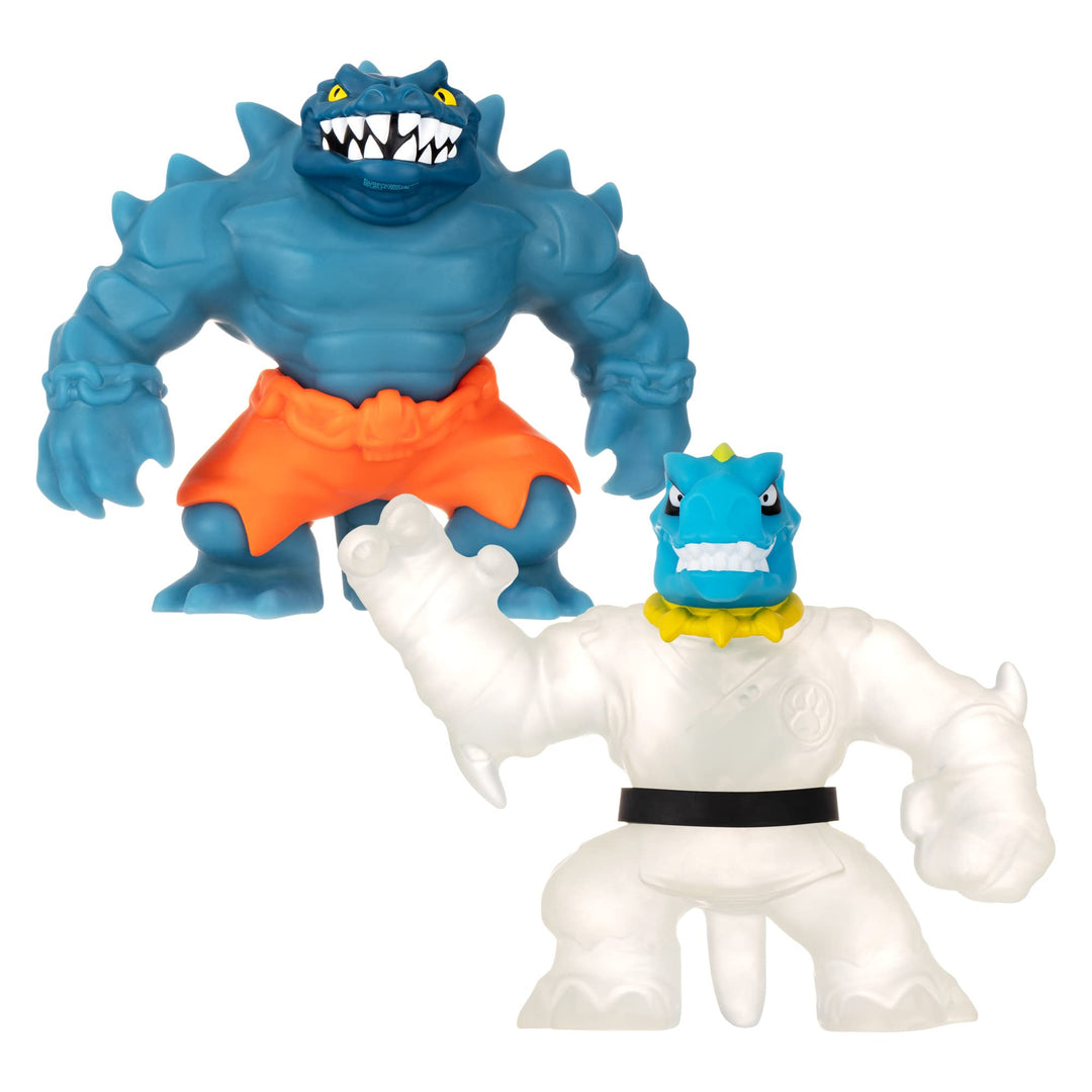 Heroes of Goo Jit Zu Glow Shifters Versus-Packung mit 2 super Stretchy Figuren: Tyro vs Rock Jaw; mi