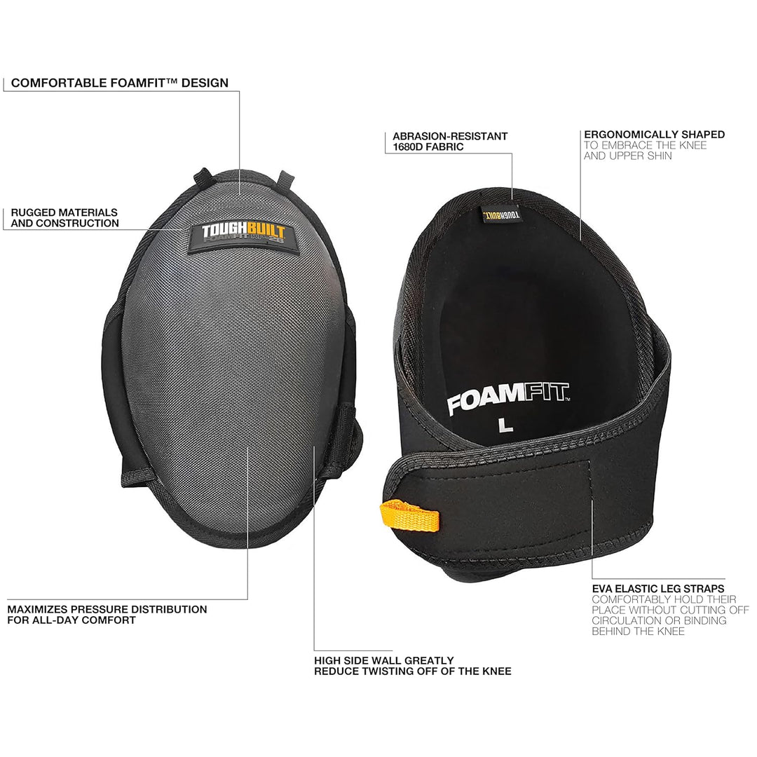 ToughBuilt Unisex's TB-KP-2B FoamFit Knieschützer, Grau, 1 FoamFit KP-2B, FoamFit KP-2B
